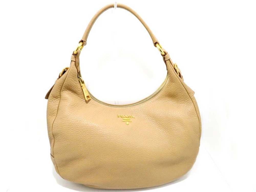Prada bag Hobo embossed leather Beige Cream